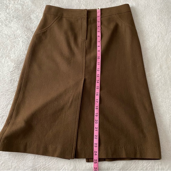 Parted Front & Back Brown Pencil Skirt - Picture 4 of 10